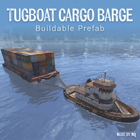 Tugboat Cargo Barge Buildable Prefab